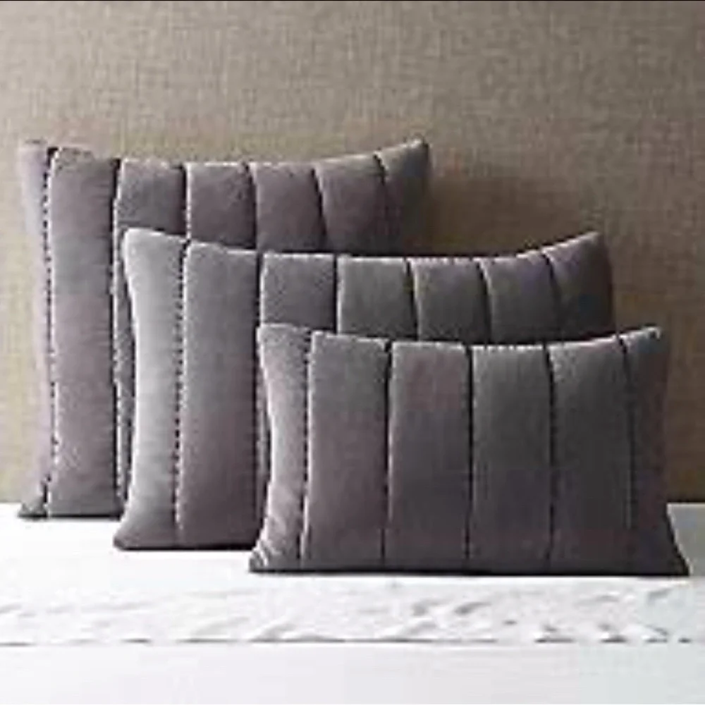 Restoration Hardware NWT velvet wide channel standard sham in grey stone